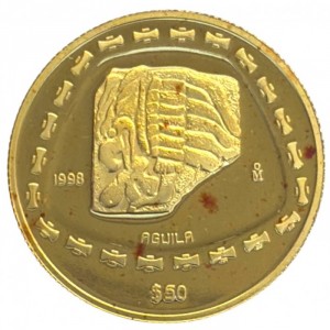 Реверс монеты Мексика, 50 песо, 1998, Тольтеки - Орел