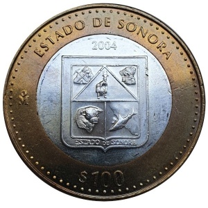 Реверс монеты Мексика, 100 песо, 2004, Сонора