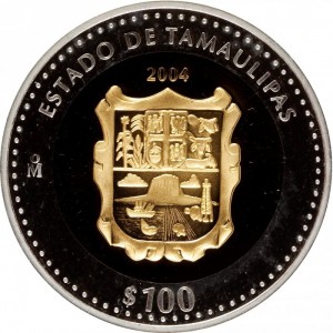 Реверс монеты Мексика, 100 песо, 2004, Тамаулипас