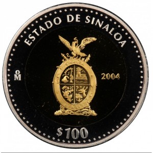 Реверс монеты Мексика, 100 песо, 2004, Sinaloa