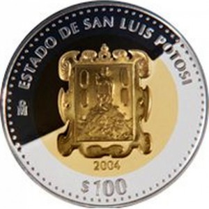 Реверс монеты Мексика, 100 песо, 2004, Сан-Луис-Потоси