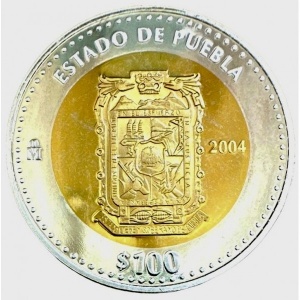 Реверс монеты Мексика, 100 песо, 2004, Пуэбла