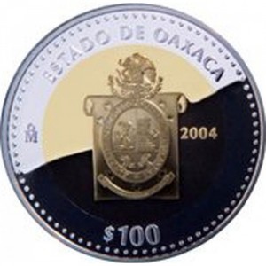 Реверс монеты Мексика, 100 песо, 2004, Оахака