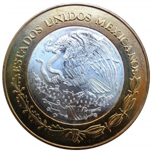 Аверс монеты Мексика, 100 песо, 2005, Нижняя Калифорния /Герб штата/