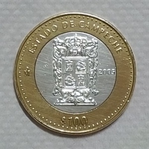 Реверс монеты Мексика, 100 песо, 2005, Кампече