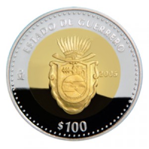 Реверс монеты Мексика, 100 песо, 2005, Герреро