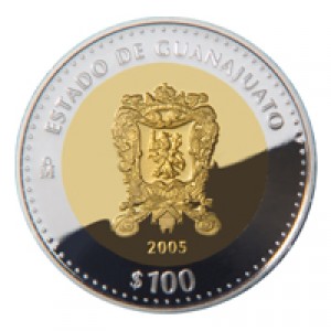 Реверс монеты Мексика, 100 песо, 2005, Гуанахуато