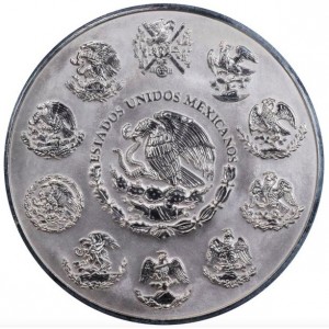 Аверс монеты Мексика, 100 песо, 2007-2018, Ацтекский календарь