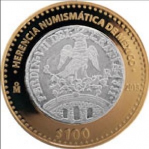 Реверс монеты Мексика, 100 песо, 2013, Монета повстанцев, 8 реалов 1811