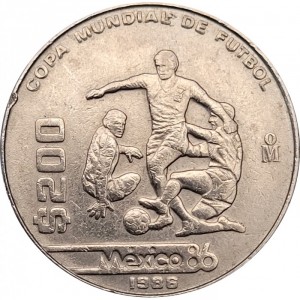 Реверс монеты Мексика, 200 песо, 1986, Чемпионат мира по футболу 1986
