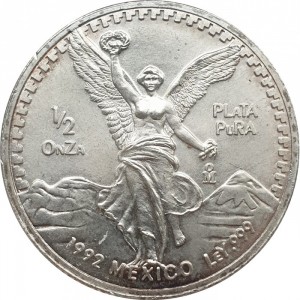 Реверс монеты Мексика, ½ онзы, 1991-1995, Серебряная инвестиционная монета "Свобода"