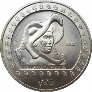 Реверс монеты Мексика, 50 песо, 1992, Воины-орлы