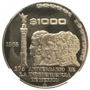Реверс монеты Мексика, 1000 песо, 1985, 175 лет Независимости