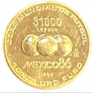 Реверс монеты Мексика, 1000 песо, 1986, Чемпионат мира по футболу 1986
