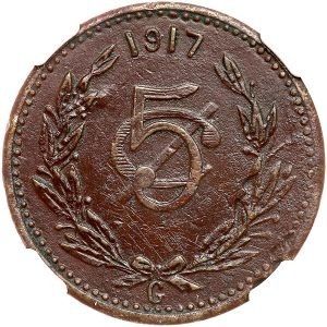 Реверс монеты Мексика (революционная), 5 сентаво, 1917