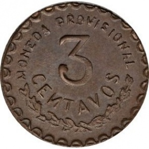 Реверс монеты Мексика (революционная), 3 сентаво, 1915