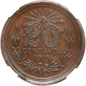 Реверс монеты Мексика (революционная), 20 сентаво, 1915