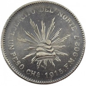 Реверс монеты Мексика (революционная), 1 песо, 1915