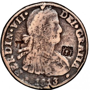 Аверс монеты Мексика (революционная), 8 реалов, 1810-1813, Надчеканка - T