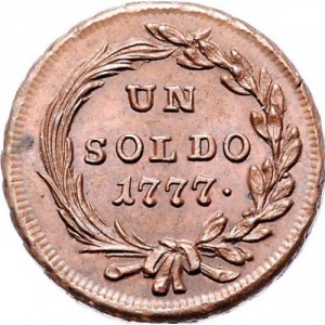 Реверс монеты Милан, 1 сольдо, 1777-1779