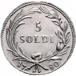 Реверс монеты Милан, 5 сольдо, 1778-1780