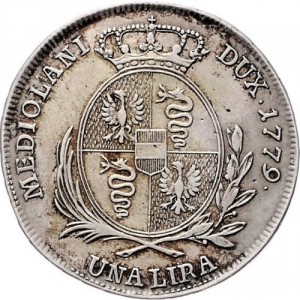 Реверс монеты Милан, 1 лира, 1779-1780