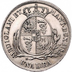 Реверс монеты Милан, 1 лира, 1781-1790