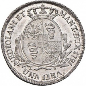 Реверс монеты Милан, 1 лира, 1790-1791