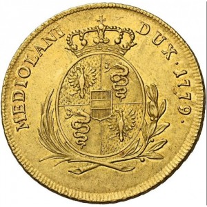 Реверс монеты Милан, 1 доппия, 1778-1780