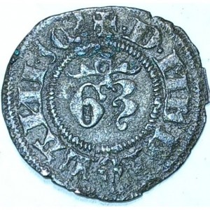 Аверс монеты Милан, 1 денар, 1395, "D MEDIOLANI 3 C" на аверсе