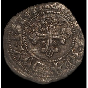 Реверс монеты Милан, 1 денар, 1412, Filippo Maria, cross and veil knotted on coin