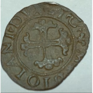 Аверс монеты Милан, 1 триллина, 1515, Коронованная "F" на реверсе
