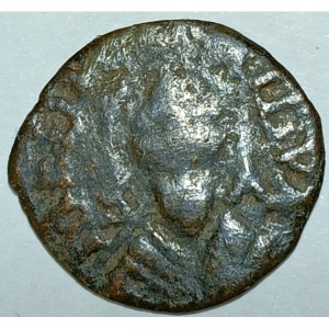 Реверс монеты Милан, 1 триллина, 1556, "PHI" на аверсе и легенда вокруг