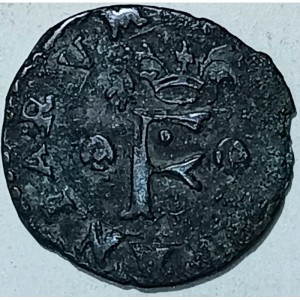 Аверс монеты Милан, 1 триллина, 1556, "F" на аверсе