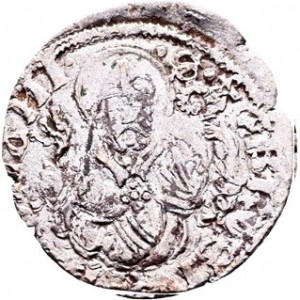 Аверс монеты Милан, 1 сесино, 1412, Филиппо Мария, Святой Амвросий на реверсе