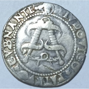 Реверс монеты Милан, 1 гроссо, 1480, Шлем с драконом на аверсе
