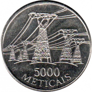 Реверс монеты Мозамбик, 5000 метикалов, 1998