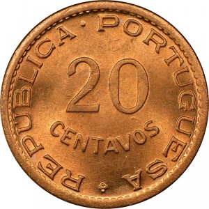 Реверс монеты Мозамбик, 20 сентаво, 1949-1950