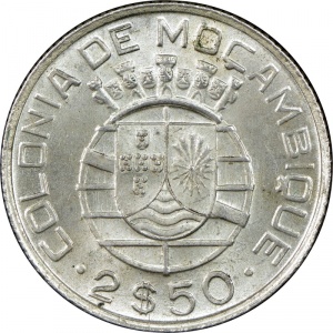 Аверс монеты Мозамбик, 2.5 эскудо, 1938-1951