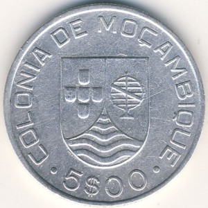 Аверс монеты Мозамбик, 5 эскудо, 1935
