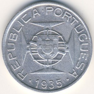 Реверс монеты Мозамбик, 5 эскудо, 1935