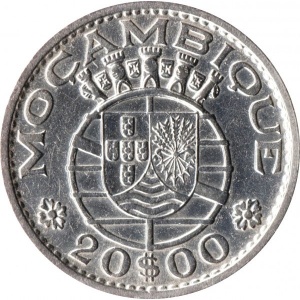 Аверс монеты Мозамбик, 20 эскудо, 1952-1960