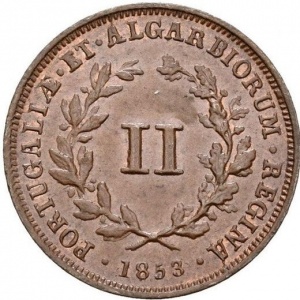 Реверс монеты Мозамбик, 2 реала, 1853