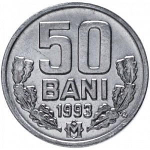 Реверс монеты Молдавия, 50 бань, 1993