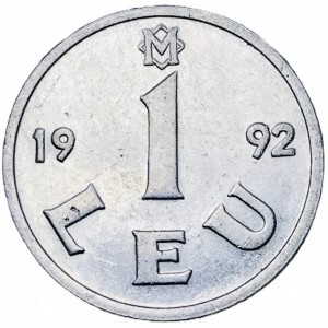 Реверс монеты Молдавия, 1 лей, 1992
