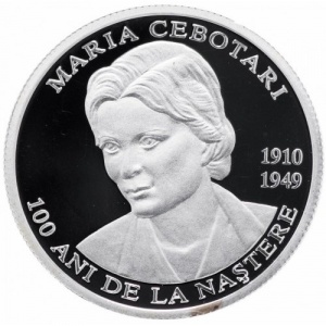Реверс монеты Молдавия, 50 леев, 2010, 100 лет со дня рождения Марии Чеботарь
