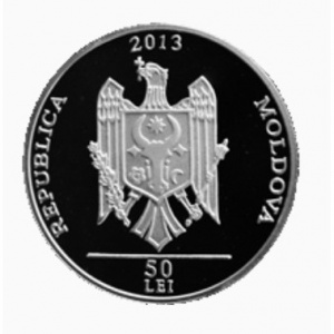 Аверс монеты Молдавия, 50 леев, 2013, 125 лет со дня рождения Алексей Матеевич