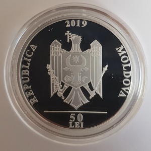 Аверс монеты Молдавия, 50 леев, 2019, 200 лет со дня рождения Алеку Руссо
