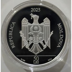 Аверс монеты Молдавия, 50 леев, 2025, 150-летие со дня рождения Пола Гора