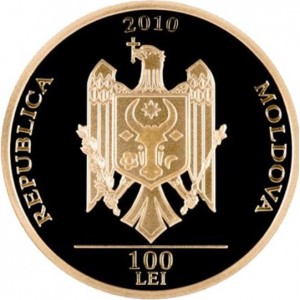 Аверс монеты Молдавия, 100 леев, 2010, Дойна и Ион Алдя-Теодорович